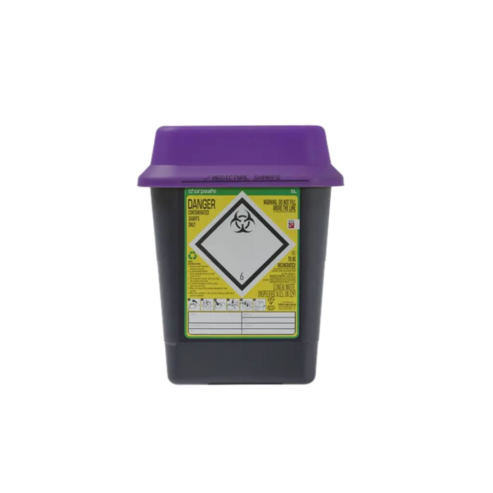 Bac à déchets tranchants Sharpsafe violet de 5 litres
