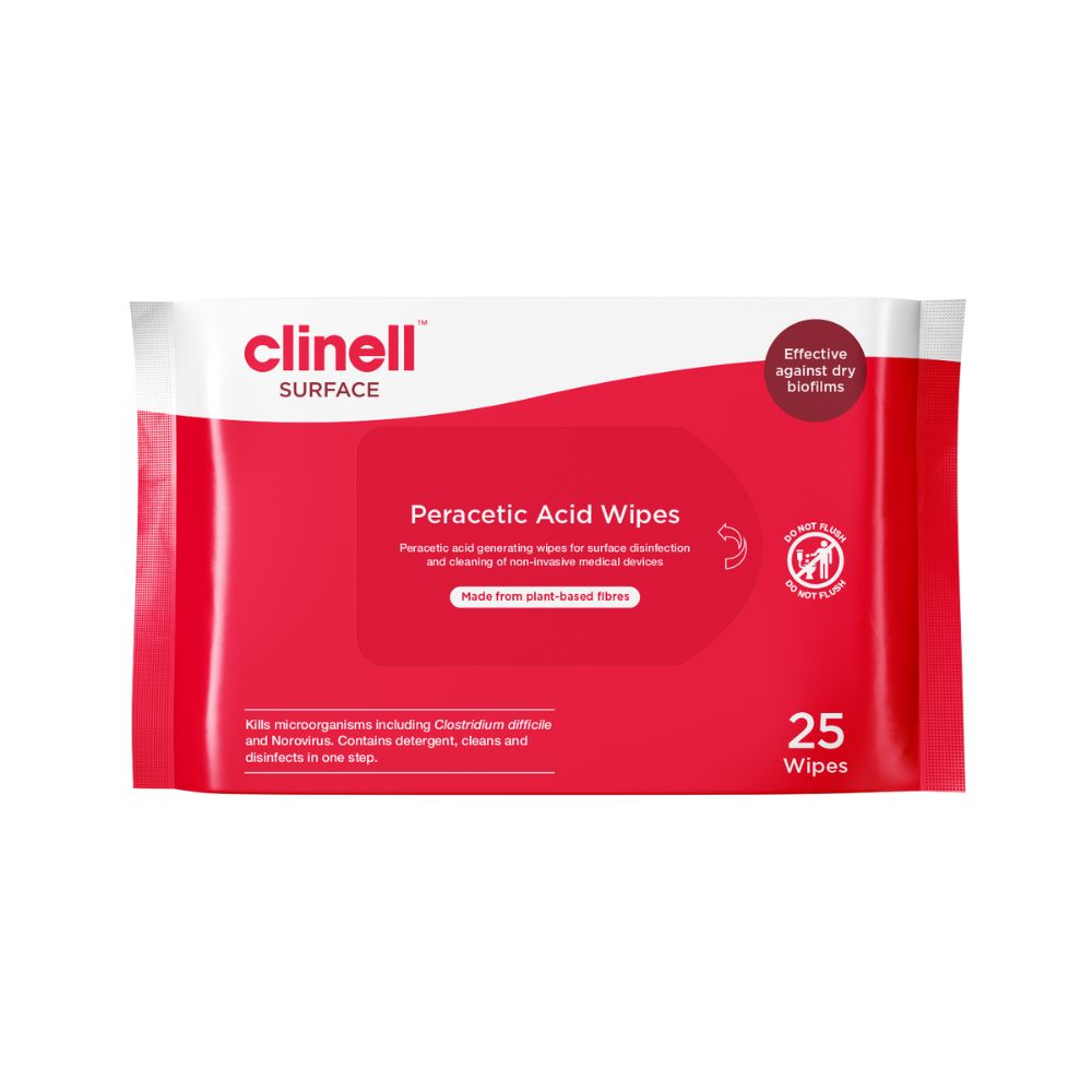 Lingettes à l'acide peracétique Clinell, paquet de 25