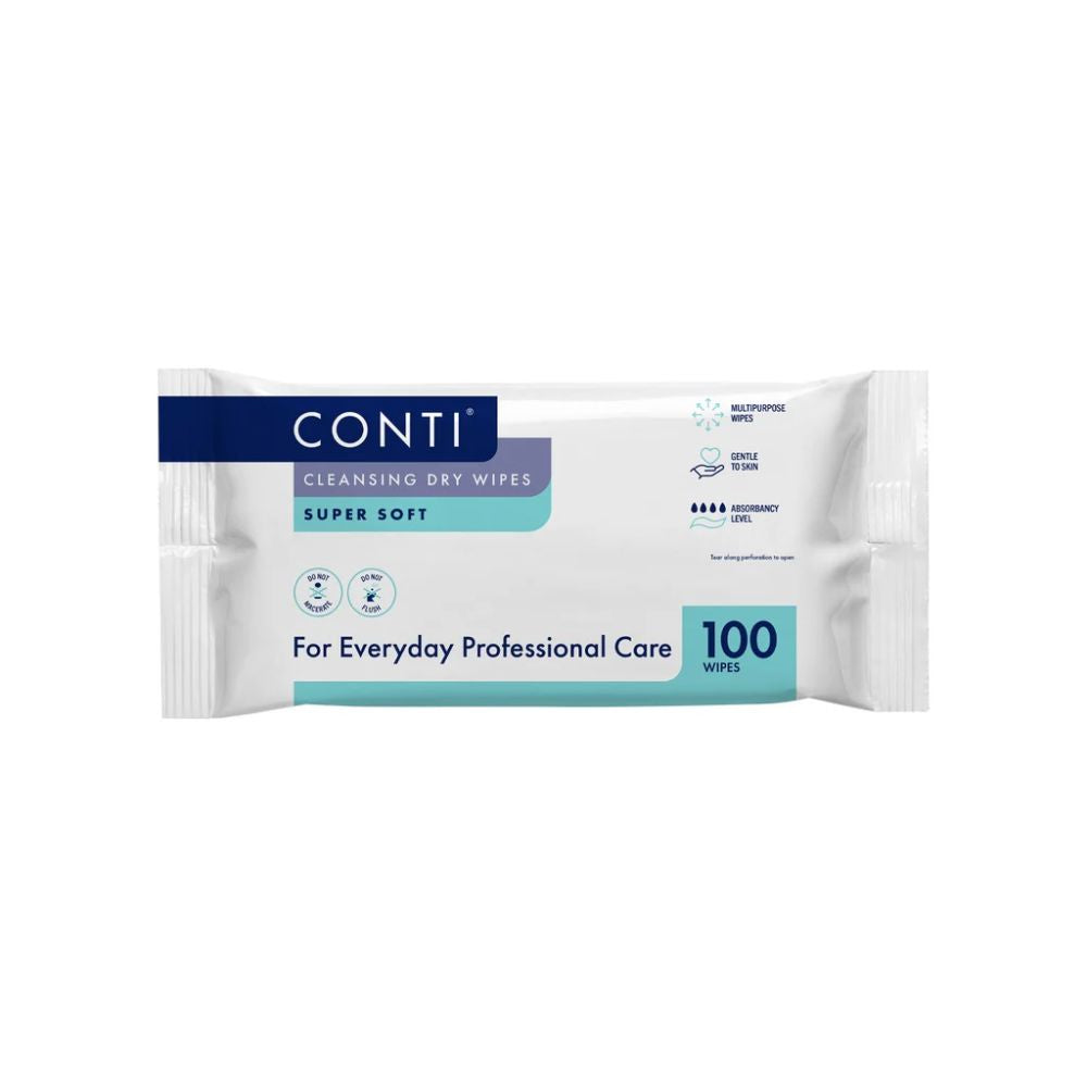 Lingettes sèches nettoyantes Conti Supersoft pour grands patients, 30 cm x 36 cm
