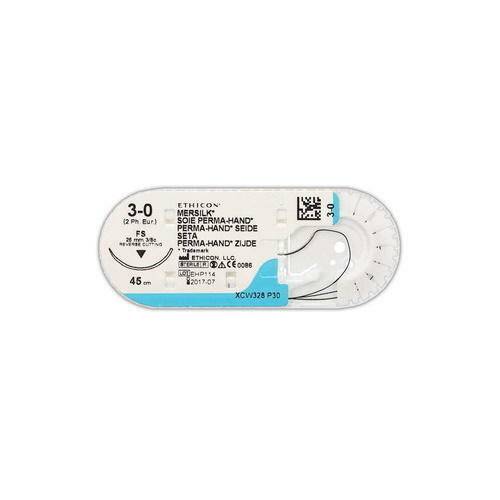 Aiguille P de coupe de suture Mersilk : 26 mm 45 cm noire 3-0 2 simple
