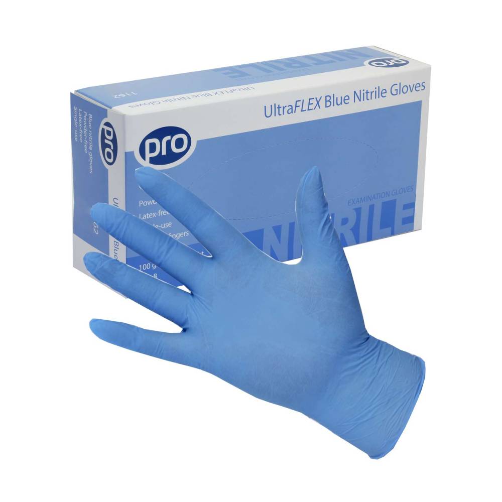 Gants en nitrile bleu PRO UltraFLEX, boîte de 100