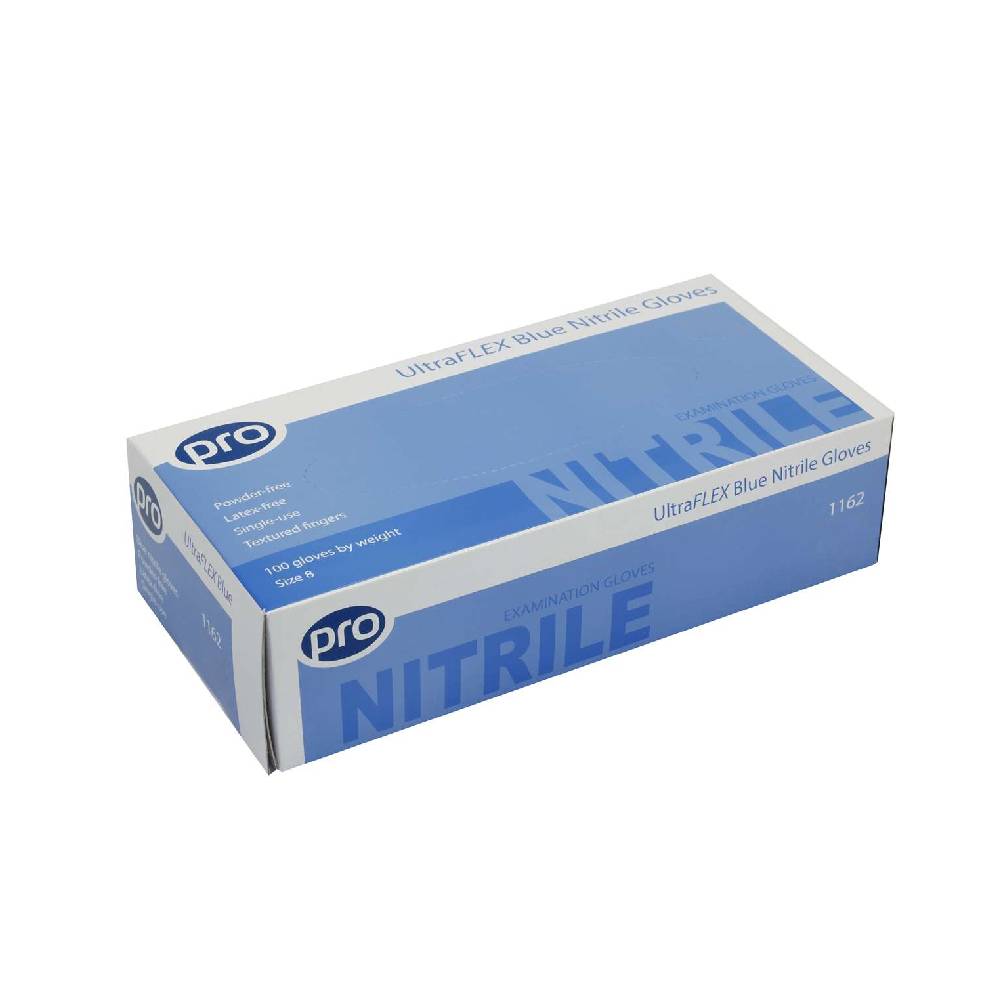 Gants en nitrile bleu PRO UltraFLEX, boîte de 100