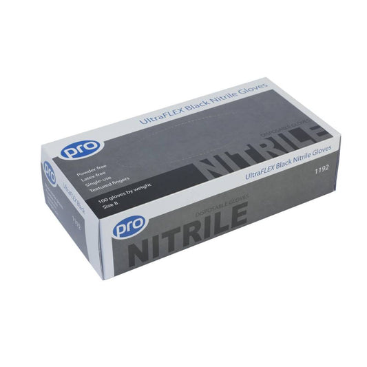 Gants en nitrile noir PRO UltraFLEX, boîte de 100