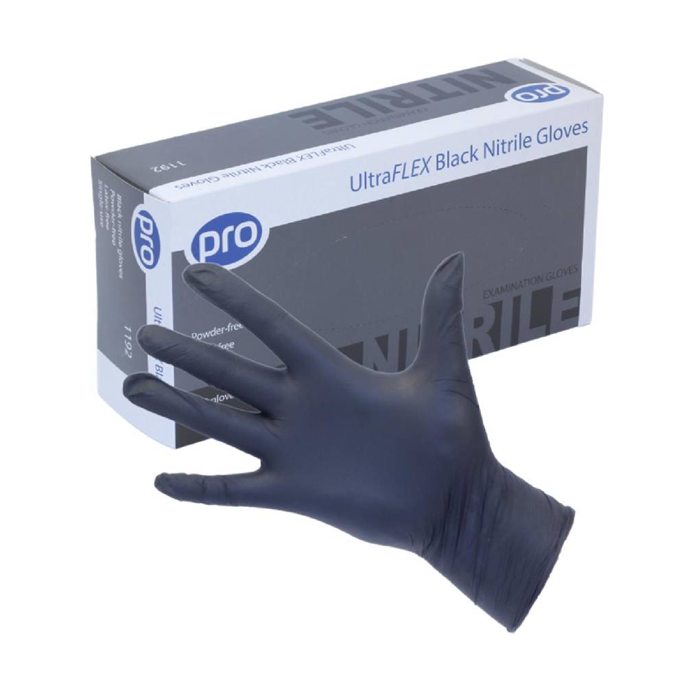 Gants en nitrile noir PRO UltraFLEX, boîte de 100