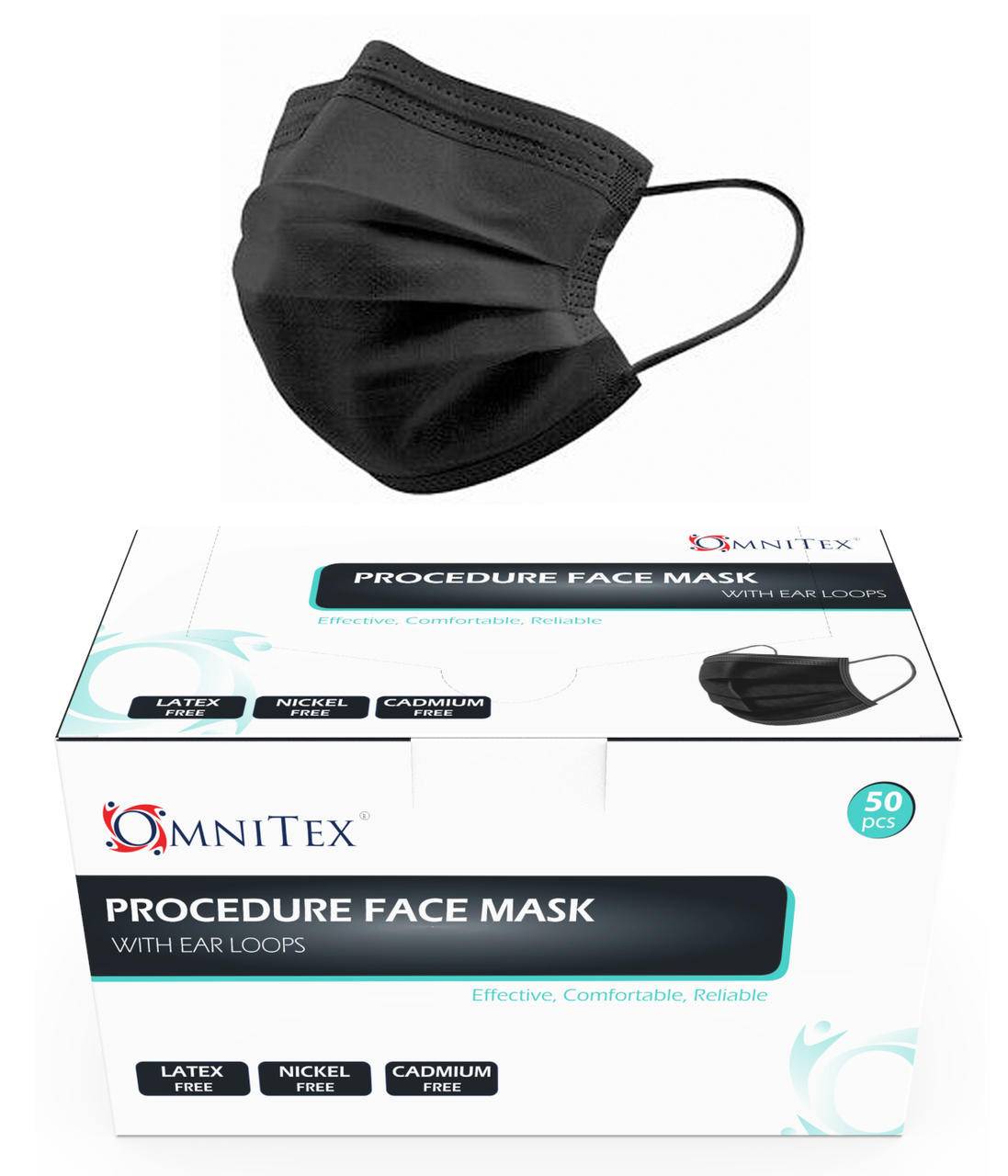 Type IIR Surgical Face Mask x 50 (Black) MK-OX-50PK UKMEDI.CO.UK