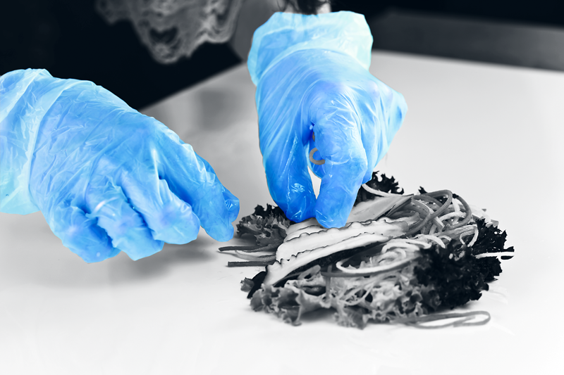 Gants poudrés en vinyle bleu Unicare Boîte de 100