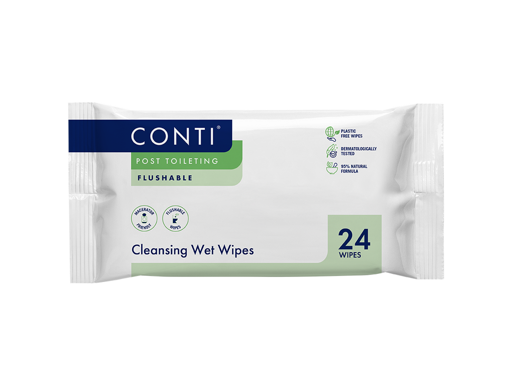 Conti® Lingettes humides post-toilette Sans parfum 24 lingettes
