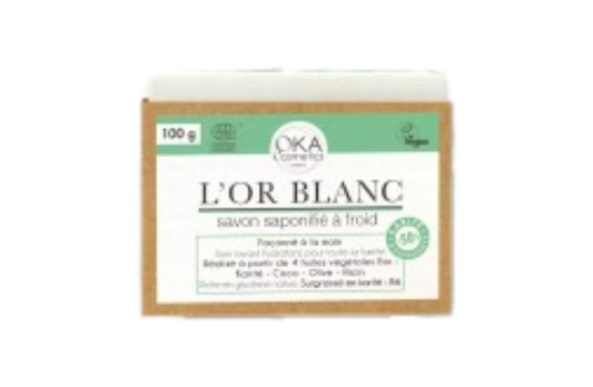 OKA Cosmetics L’Or Blanc cold-processed soap bar with shea butter, 100g
