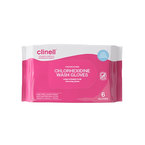 Clinell Lot de 6 gants de lavage sans parfum à la chlorhexidine