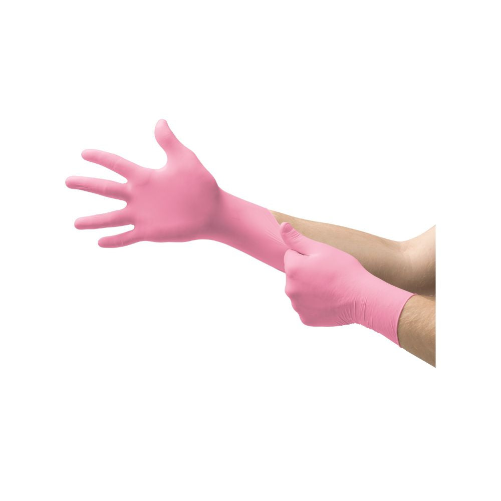 Boîte de 100 gants d’examen en nitrile rose Ansell Micro-Touch NitraFree