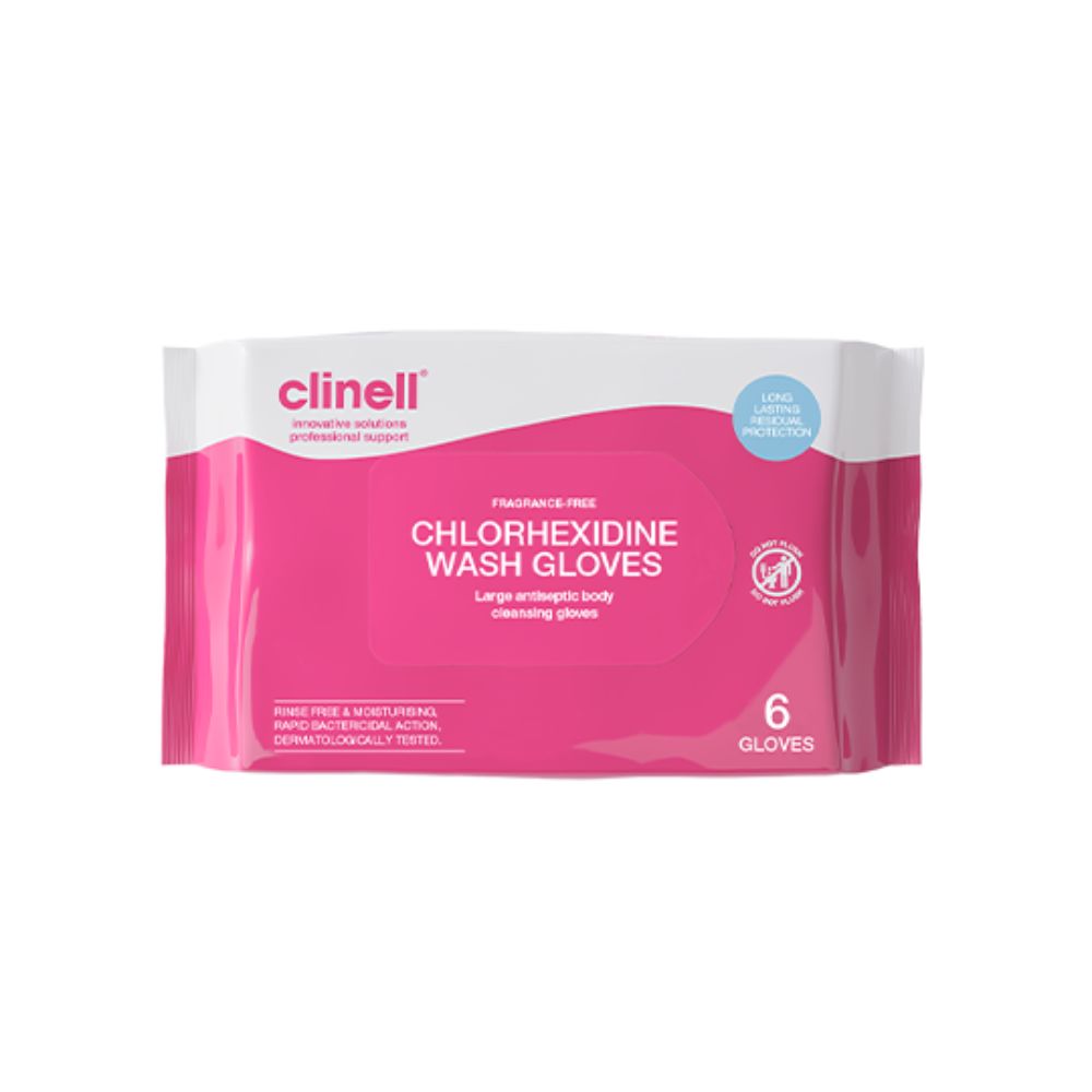 Clinell Lot de 6 gants de lavage sans parfum à la chlorhexidine