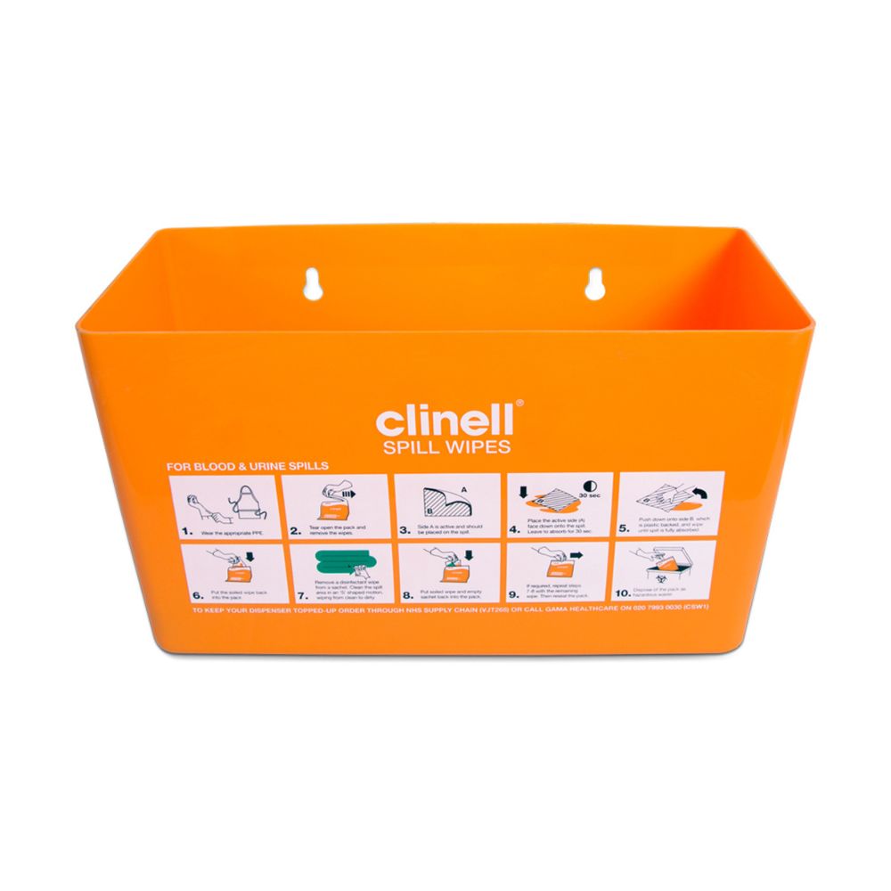Distributeur de lingettes anti-déversement orange Clinell