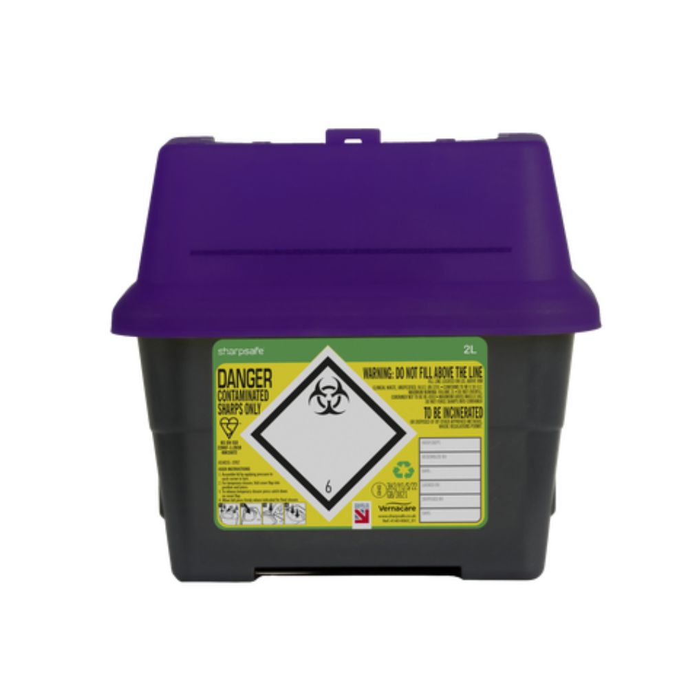 Bac à aiguilles Sharpsafe violet de 2 litres