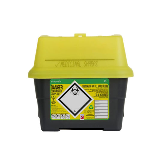 Bac à déchets tranchants jaune de 2 litres