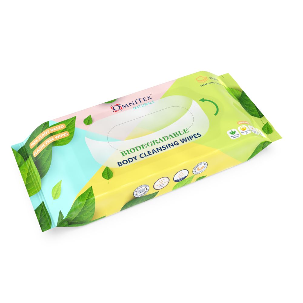 Lingettes nettoyantes biodégradables pour le corps Omnitex, paquet de 40