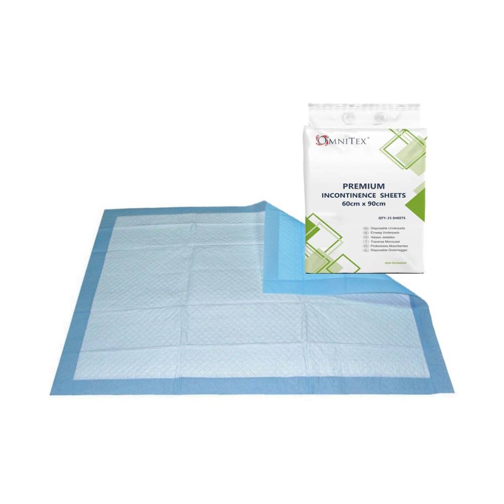 Omnitex Lot de 25 draps jetables pour incontinence de qualité supérieure 60 cm x 90 cm