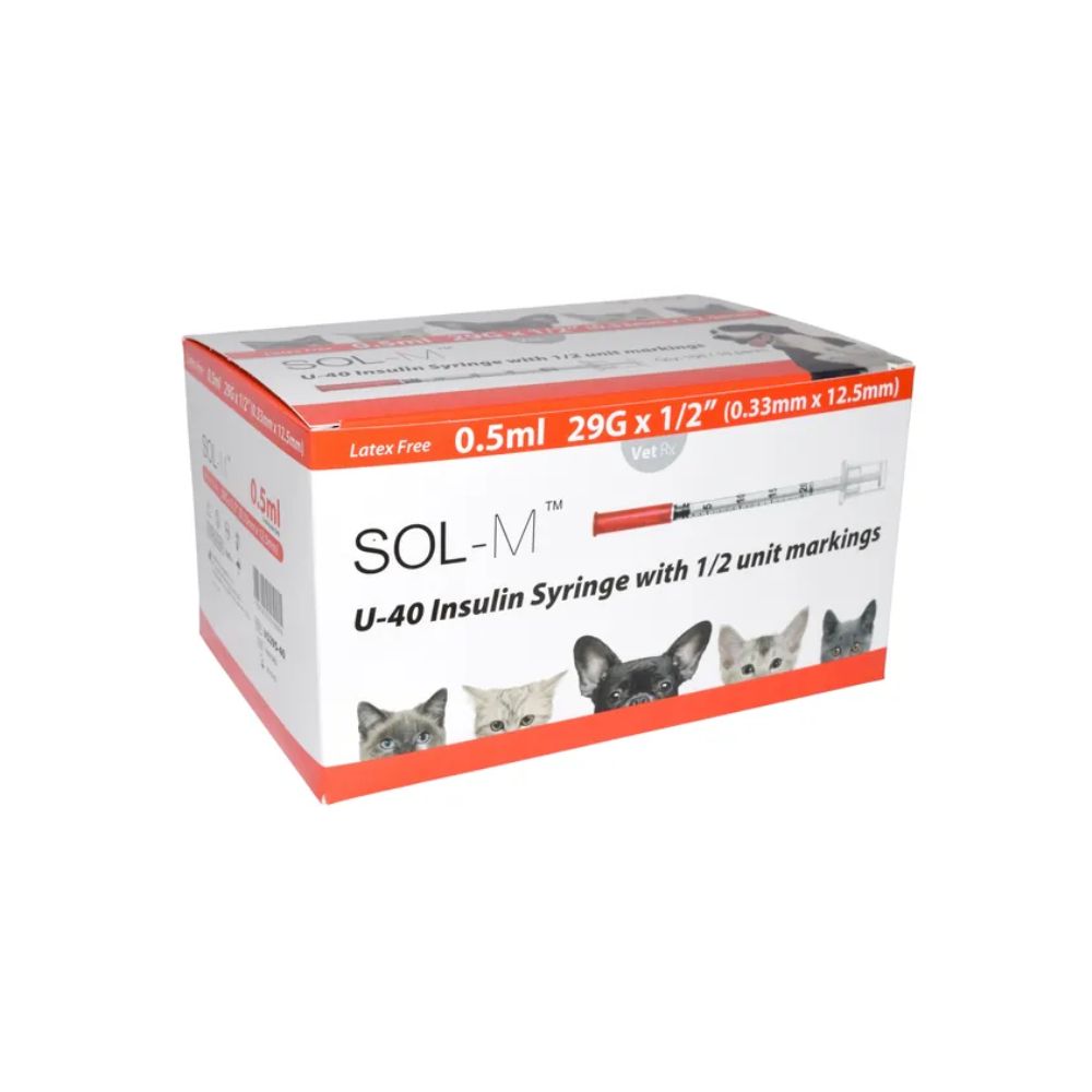 Seringue U40 Sol-Vet 0,5 ml 29 g x 0,5 pouce avec aiguille fixe