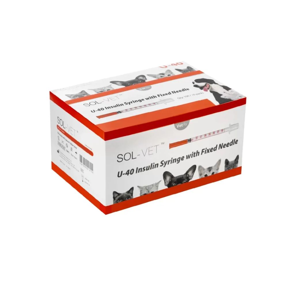 Sol-Vet Seringue U40 1 ml 29 g x 0,5 pouce avec aiguille fixe