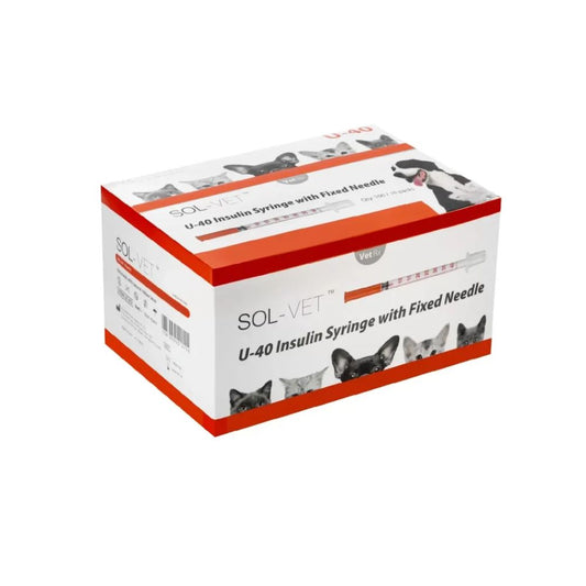 Sol-Vet Seringue U40 1 ml 29 g x 0,5 pouce avec aiguille fixe