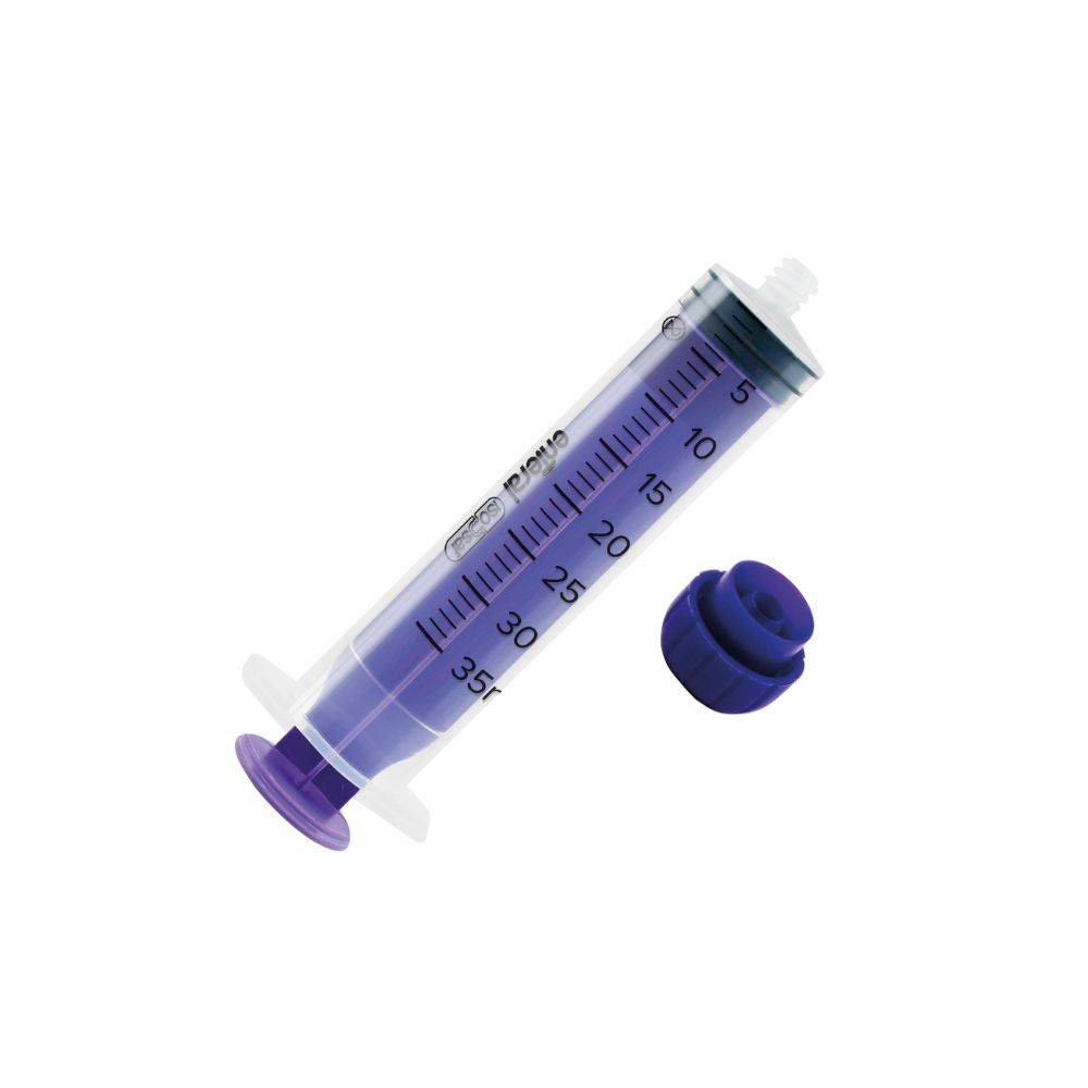 Syringe jetable ISOSAF ENFit standard de 35 ml et capuchon à emboîter