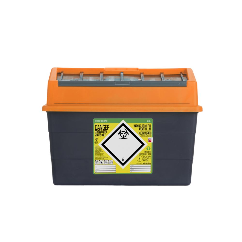 Bac à déchets tranchants orange de 24 litres