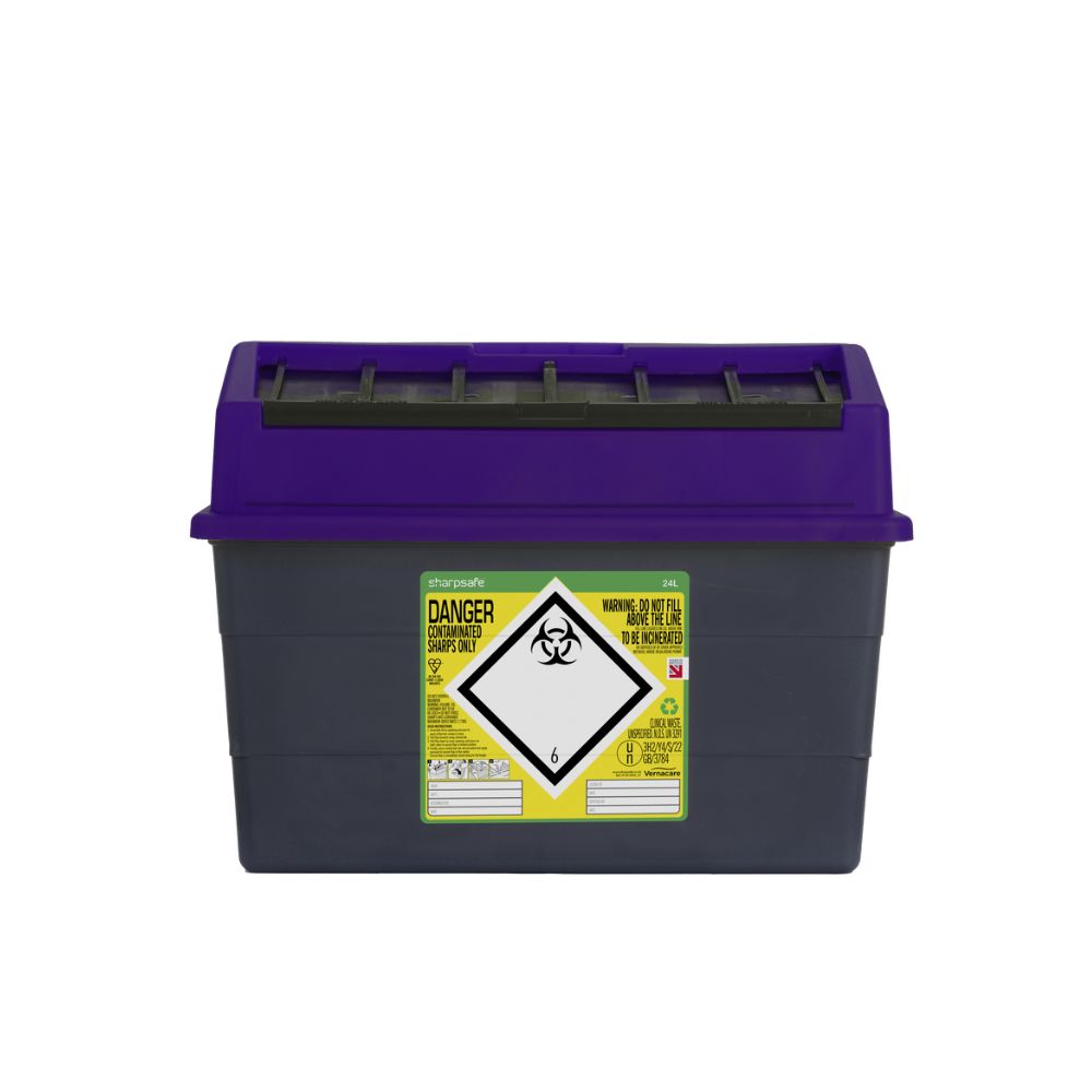 Bac à déchets tranchants Sharpsafe violet de 24 litres