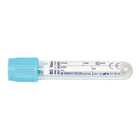 Tube BD Vacutainer 2,7 ml EST Plus Citrate avec bouchon BD Hemogard bleu clair