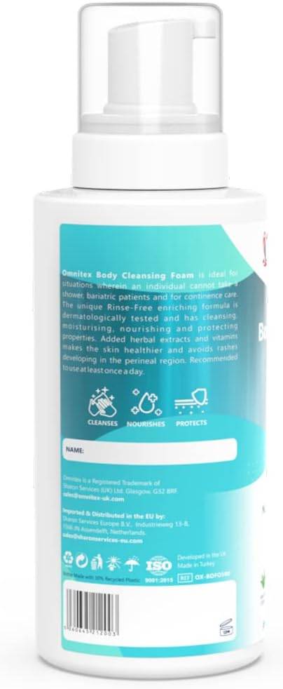 Omnitex 500ml Mousse Nettoyante pour le Corps Sans Rinçage