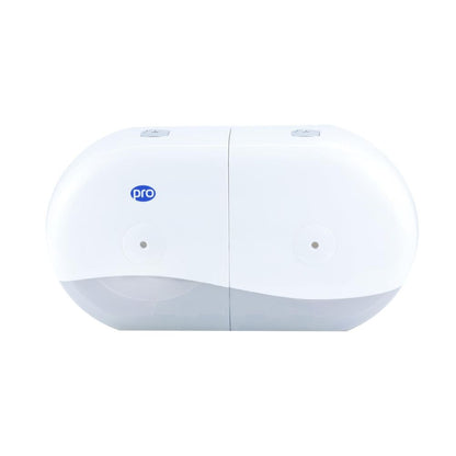 PRO Twin Mini Centrefeed Toilet Tissue Dispenser White