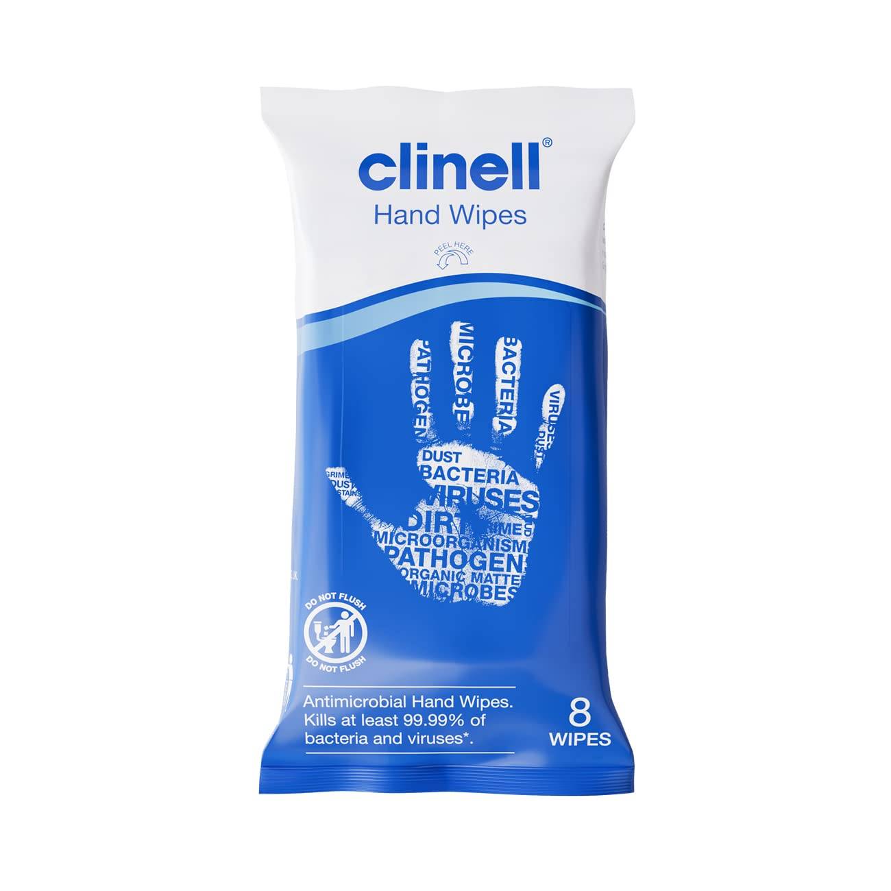 Lingettes pour les mains Clinell, paquet de 8