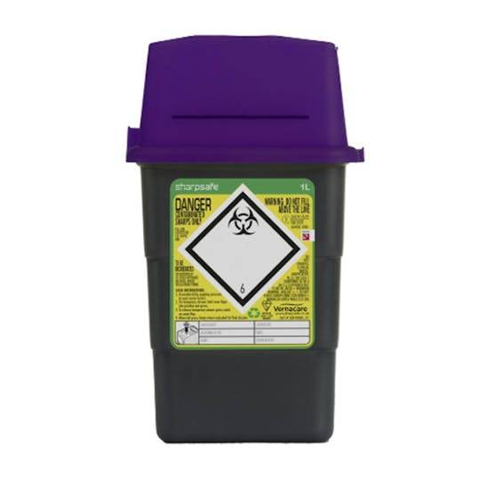 Bac à aiguilles Sharpsafe violet de 1 litre