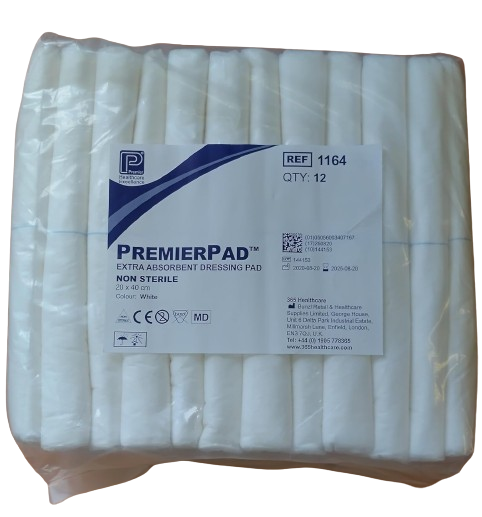 PremierPad Compresses non stériles pour pansements, 20 cm x 40 cm, paquet de 12