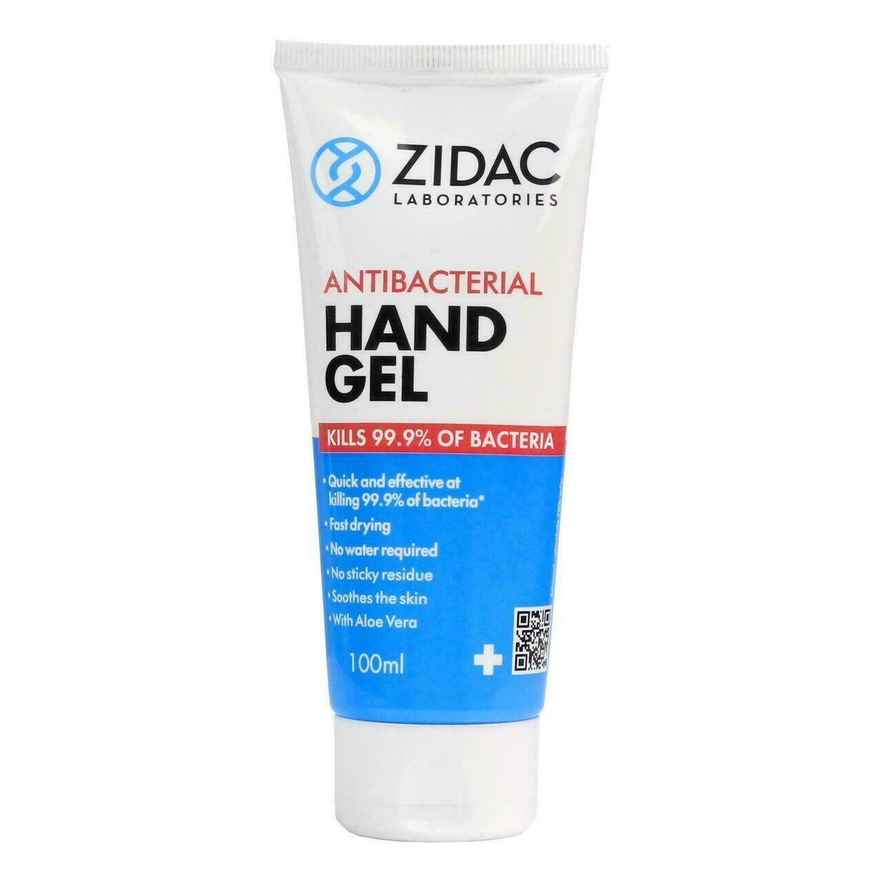 Gel pour les mains Zidac à 70 % d'alcool - Tube de 100 ml