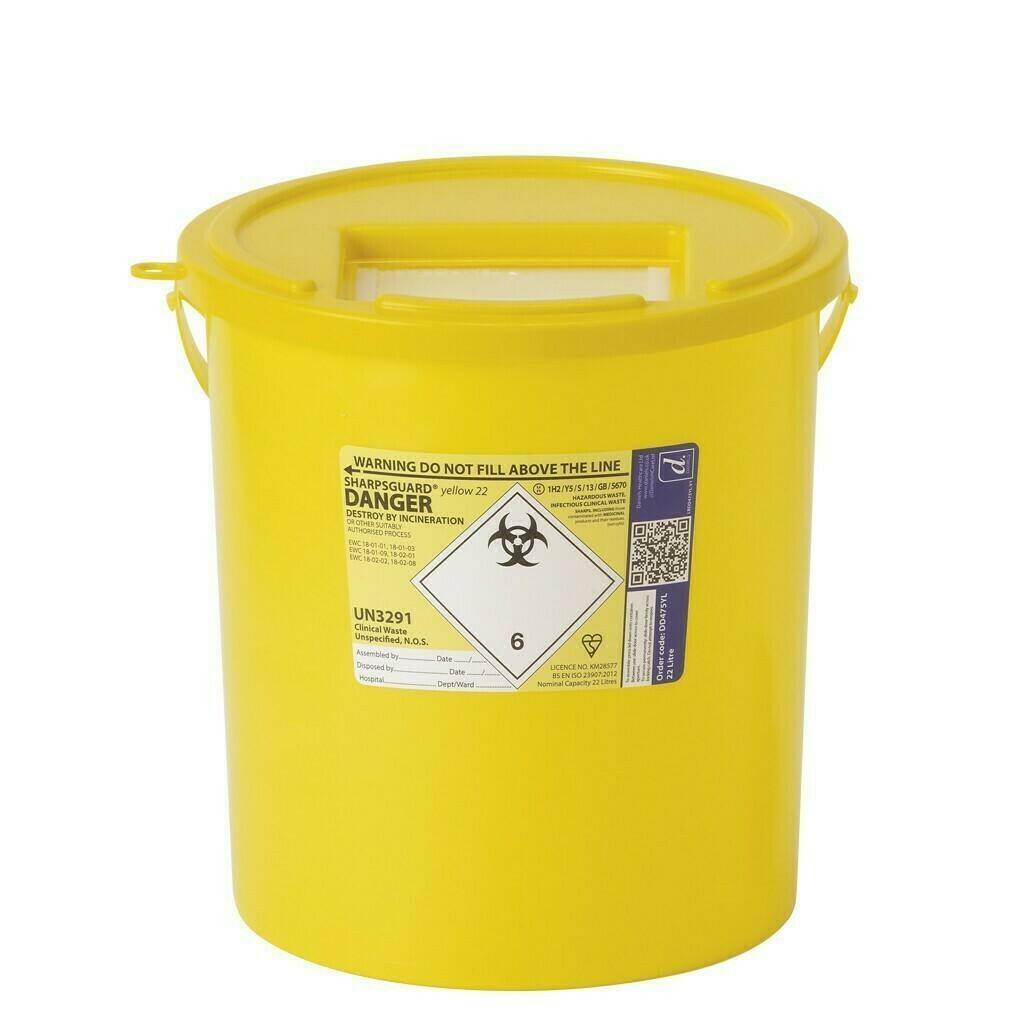 Poubelle pour objets tranchants Sharpsguard jaune, 22 litres