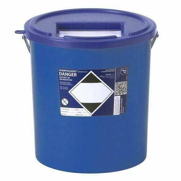 Poubelle pour objets tranchants Sharpsguard Blue Pharmi de 22 litres