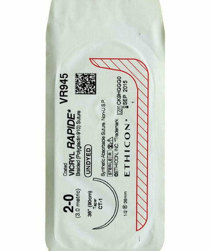 Suture VICRYL rapide enduite : 26 mm 75 cm non teinte 2-0 simple