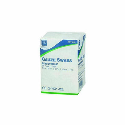 Tampons de gaze Premier : 7,5 cm x 7,5 cm 8 plis x 100