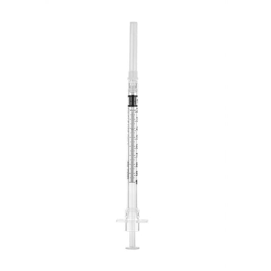Seringue de sécurité Sol-Care 1 ml 25 g 5/8 pouces avec aiguille fixe
