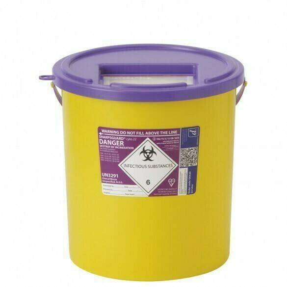 Poubelle pour objets tranchants Sharpsguard Purple Cyto de 22 litres