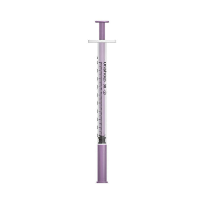 Seringue et aiguille Unisharp violettes, 1 ml, 0,5 pouce, 30 g, u100