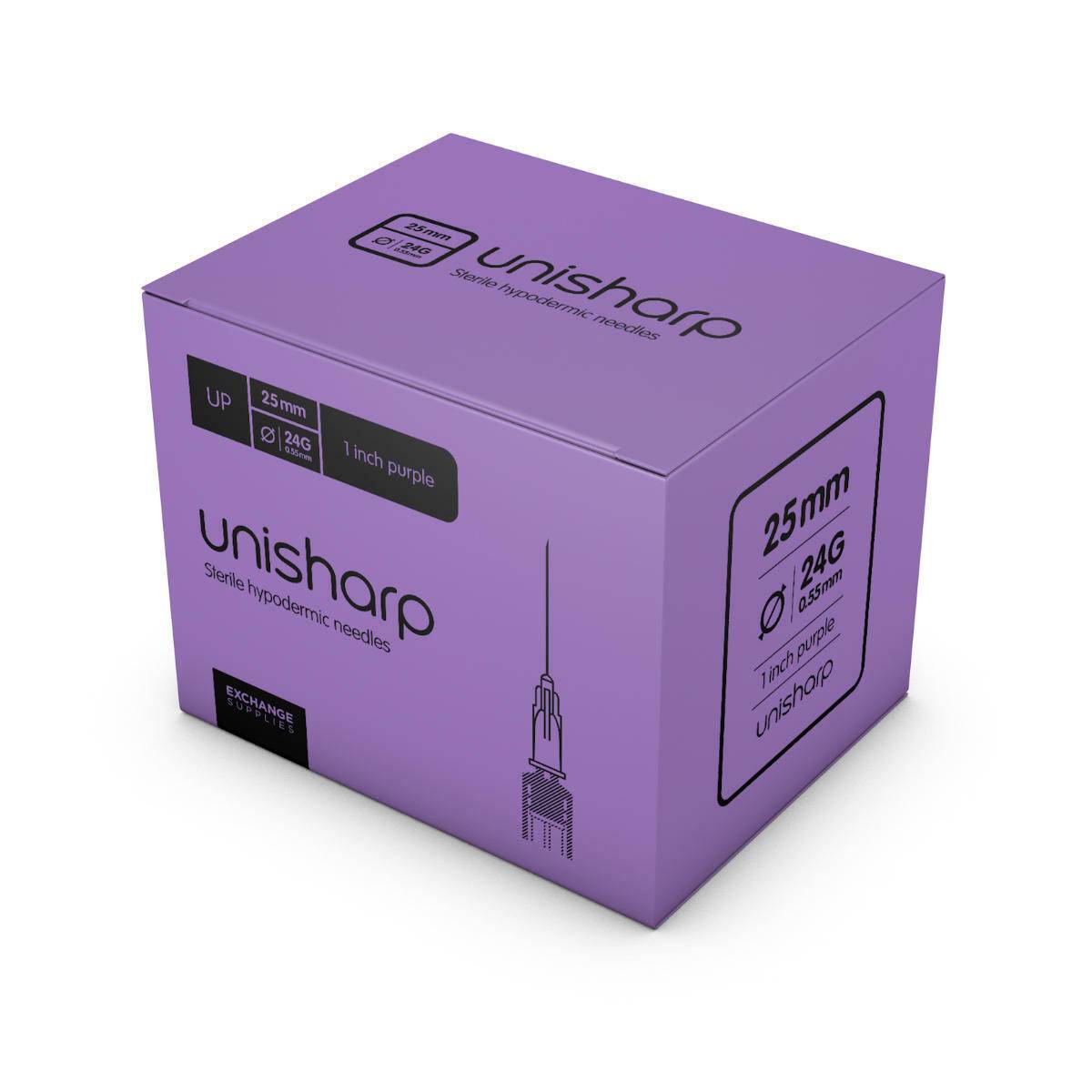 Unisharp 24g Purple 1 inch Unisharp Needles UKMEDI UK Medical Supplies