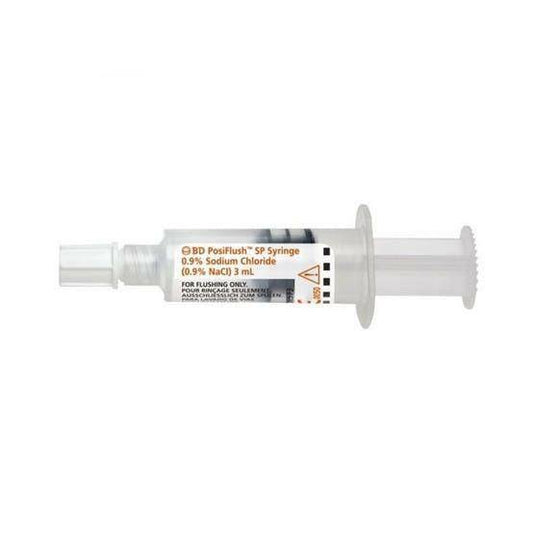 3 ml de solution saline PosiFlush SP (chemin de fluide stérile)