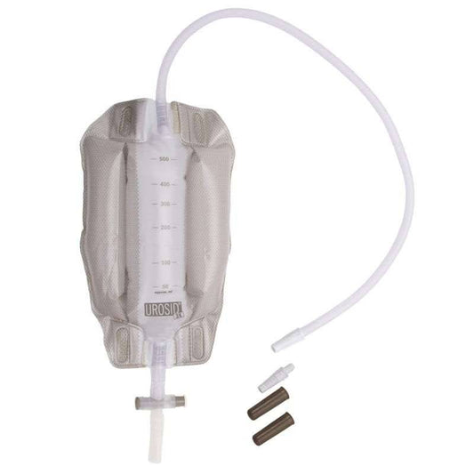 A sterile leg bag urinary collector with a non-return valve and a flexible tube