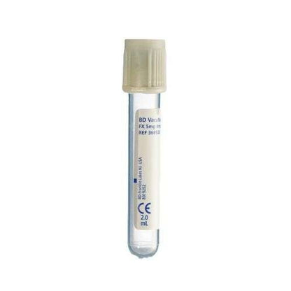 Tube de fluorure/oxalate en plastique BD Vacutainer de 2 ml avec bouchon gris