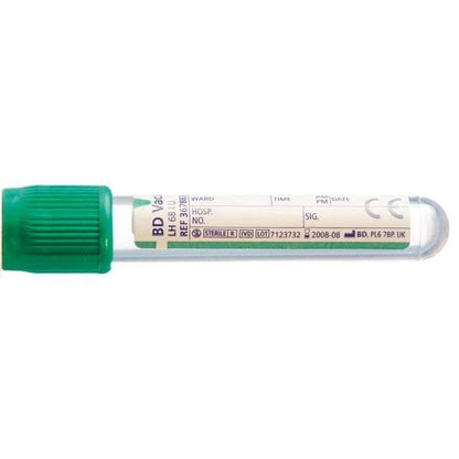 Tube en plastique d'héparine de lithium de BD Vacutainer 6 ml, fermeture Hemogard verte