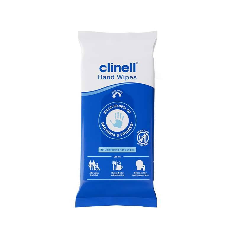 Lingettes antimicrobiennes pour les mains Clinell, paquet de 30 patients