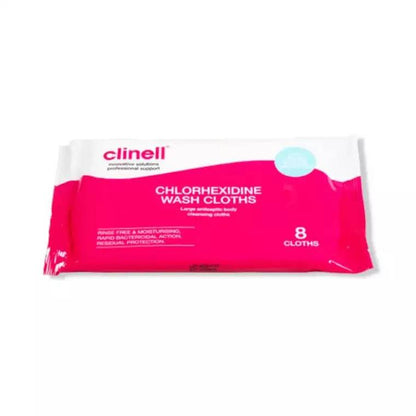 Clinell Débarbouillettes à la chlorhexidine, paquet de 8