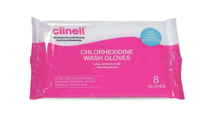 Gants de lavage à la chlorhexidine Clinell, paquet de 8 gants