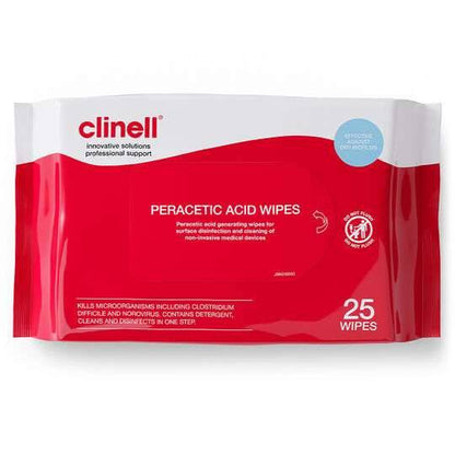 Lingettes à l'acide peracétique Clinell, paquet de 25