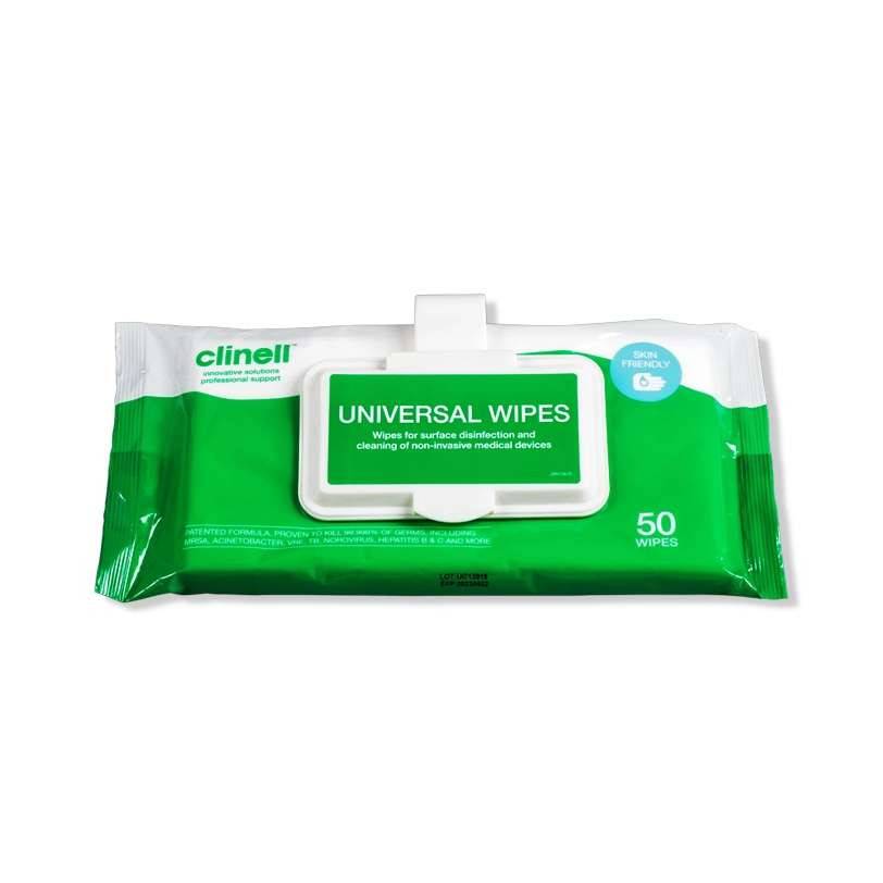 Clinell Lingettes universelles Clip Pack 50